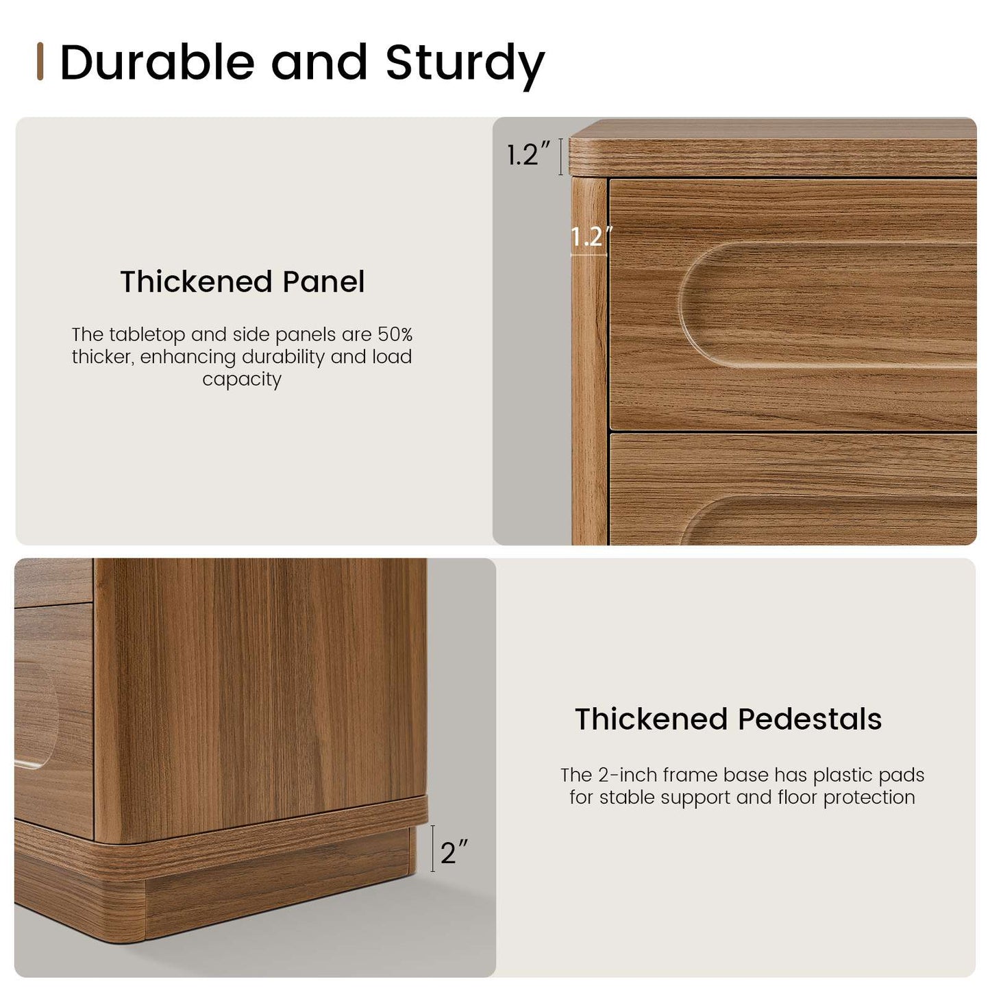 SUCSSRICH 21.7 Inch Nightstand with 3 Drawers Large Night Stand Bedside Tables for Bedroom Modern Storage Bedside Table for End Tables Sofa