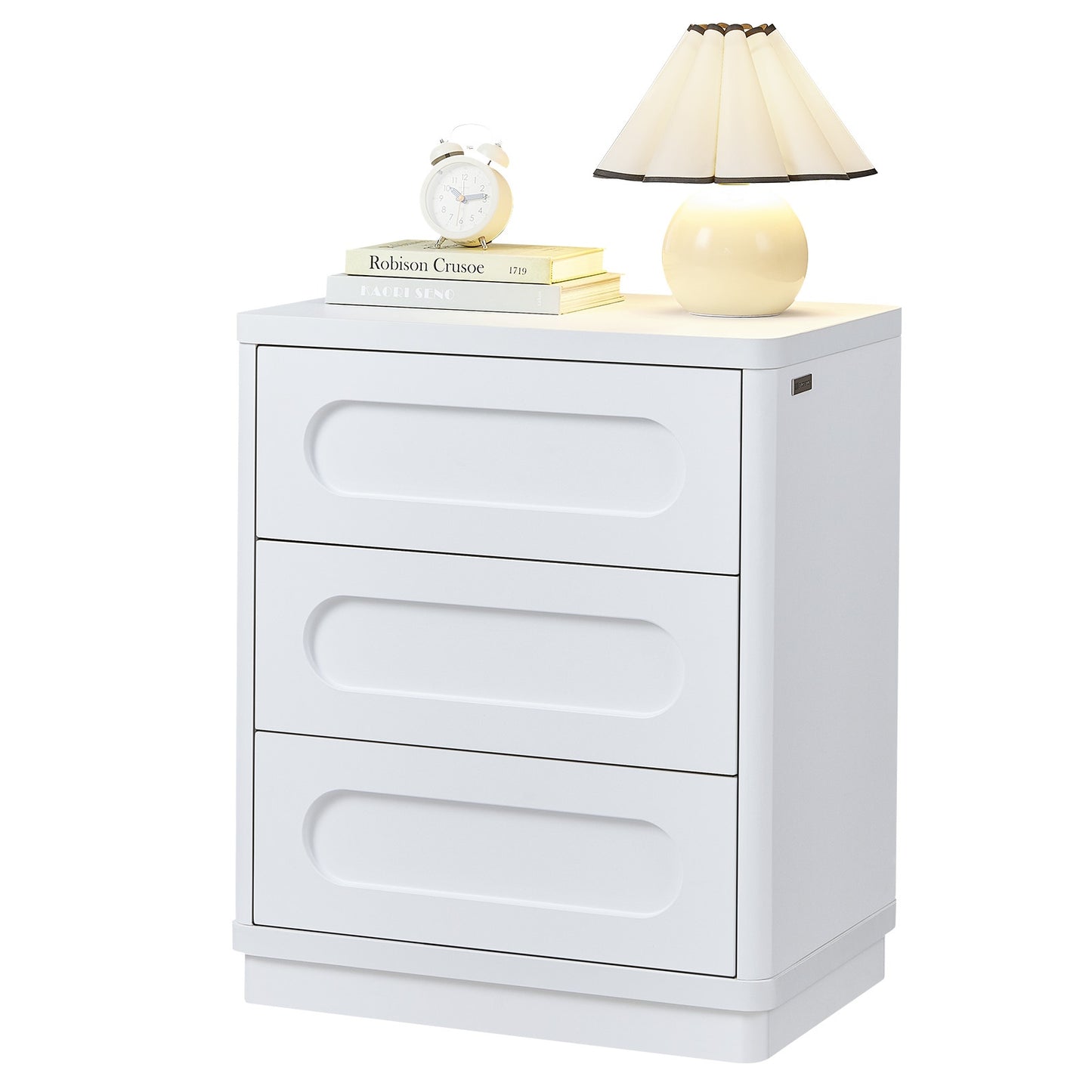 SUCSSRICH | 21.7 Inch Nightstand with 3 Drawers Large Night Stand Bedside Tables for Bedroom Modern Storage Bedside Table for End Tables Sofa