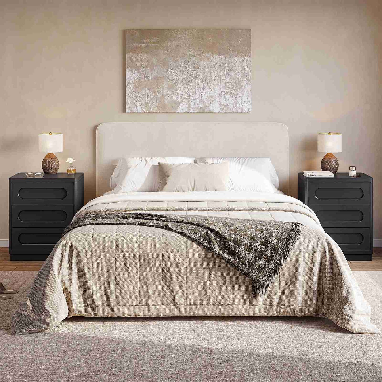 SUCSSRICH 21.7 Inch Nightstand with 3 Drawers Large Night Stand Bedside Tables for Bedroom Modern Storage Bedside Table for End Tables Sofa