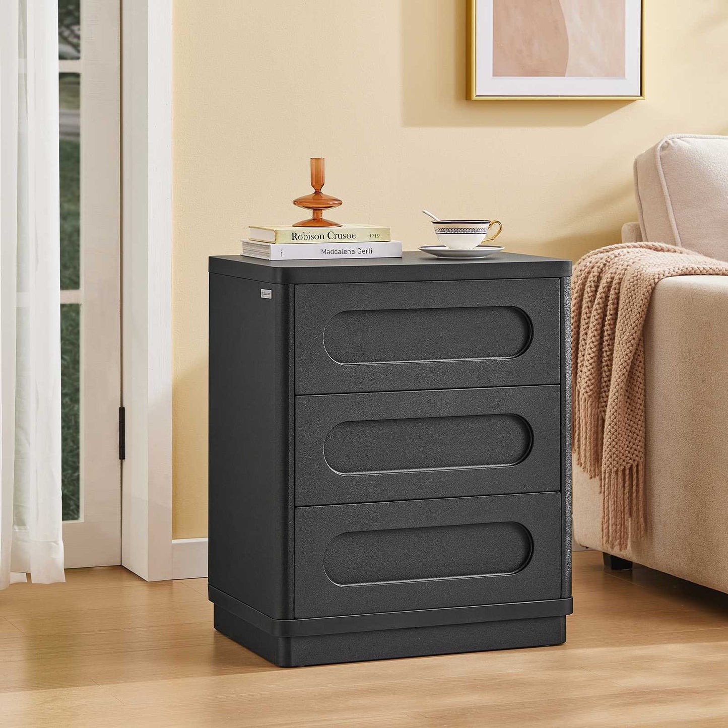 SUCSSRICH 21.7 Inch Nightstand with 3 Drawers Large Night Stand Bedside Tables for Bedroom Modern Storage Bedside Table for End Tables Sofa