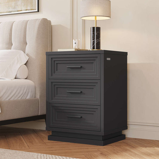 SUCSSRICH 20 Inch Nightstand with 3 Drawers Bedside Table for Bedroom with Metal Handle Wood Modern End Tables