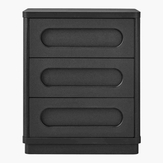 SUCSSRICH | Set of 2 26.2" Tall Nightstands – 3-Drawer Wood Bedside Tables with Rounded Corners, Bedroom End Tables – Black