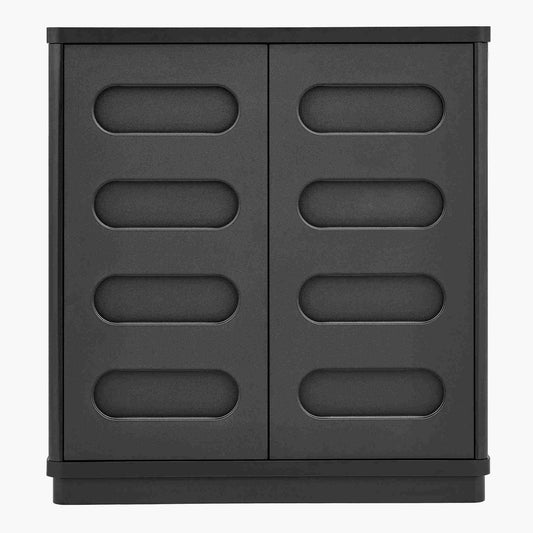 SUCSSRICH 31.5 Inch Black Sideboard Buffet Cabinet with Storage 2 Doors and Adjustable Shelves Curved Design Modern Coffee Bar Cabinet for Living Room Kitchen Hallway Black