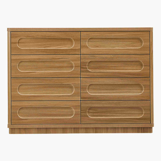 SUCSSRICH | 47.2" 8 Deep-Drawer Dresser for Bedroom – Wide Wooden Chest of Deep Drawers Storage Cabinet & TV Stand – Oak Brown