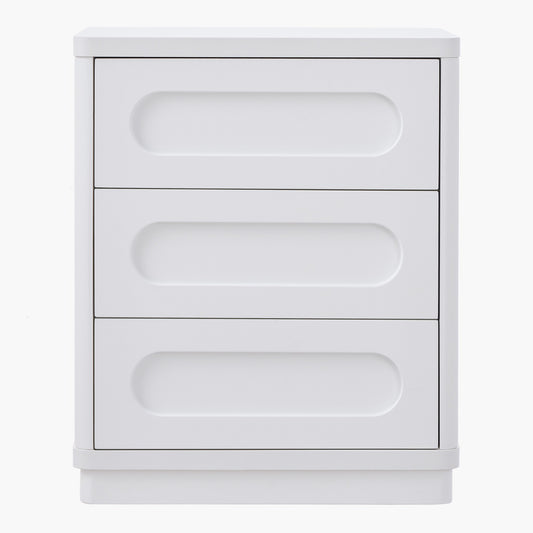 SUCSSRICH | Set of 2 26.2" Tall Nightstands – 3-Drawer Wood Bedside Tables with Rounded Corners, Bedroom End Tables – White
