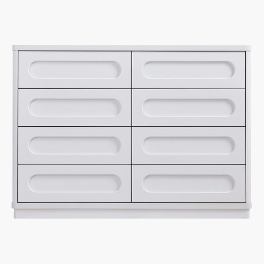 SUCSSRICH | Dresser for Bedroom with 8 Drawers, 47.2" Wide Dresser for Closet with Deep Drawer, Large Wood TV Stand, Modern Chest of Drawers for Bedroom, Hallway, White