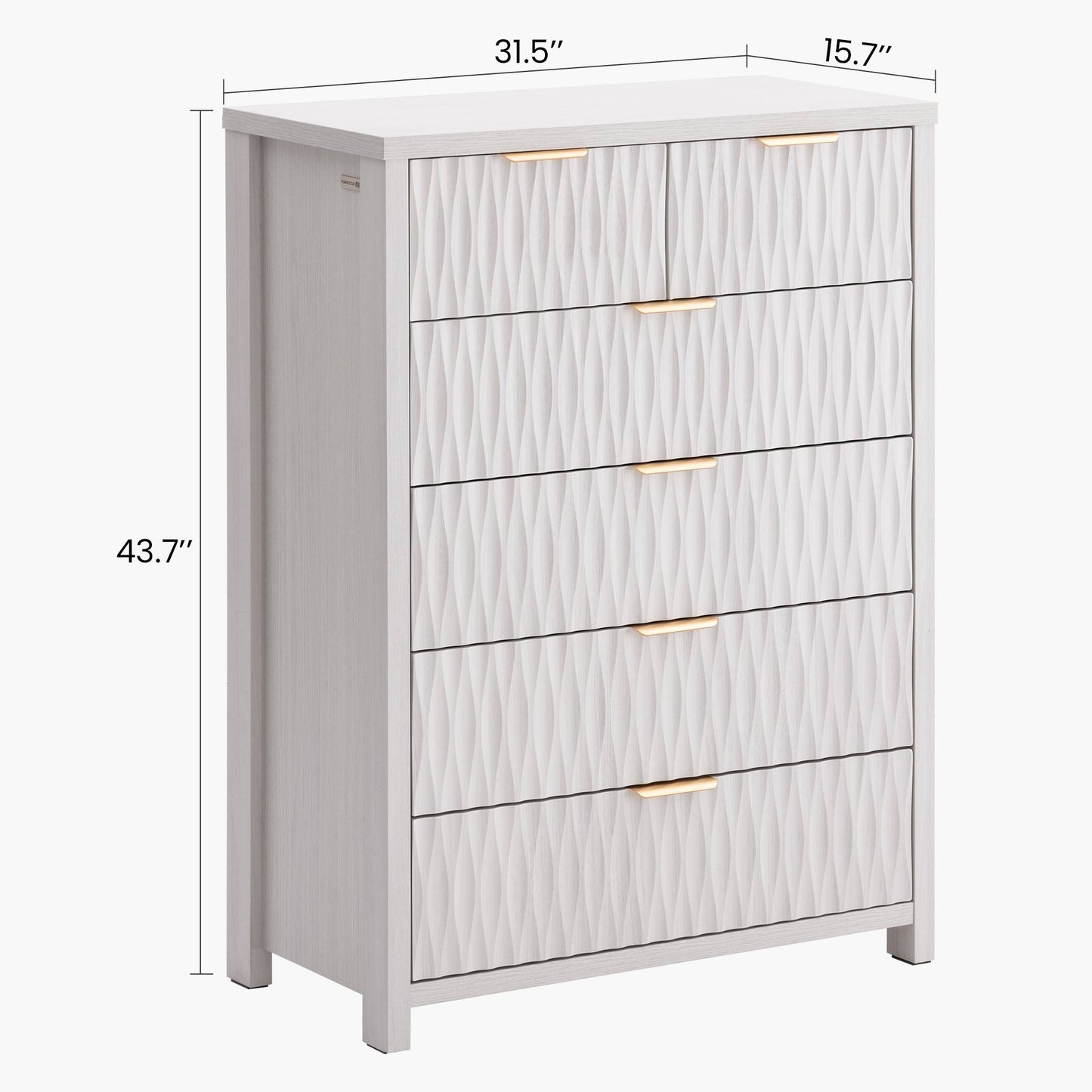 SUCSSRICH 43.7 Inch Dresser with 6 Drawers Tall Drawers for Bedroom Modern Chest of Wood Drawer Organizer for Living Room Hallway Entryway