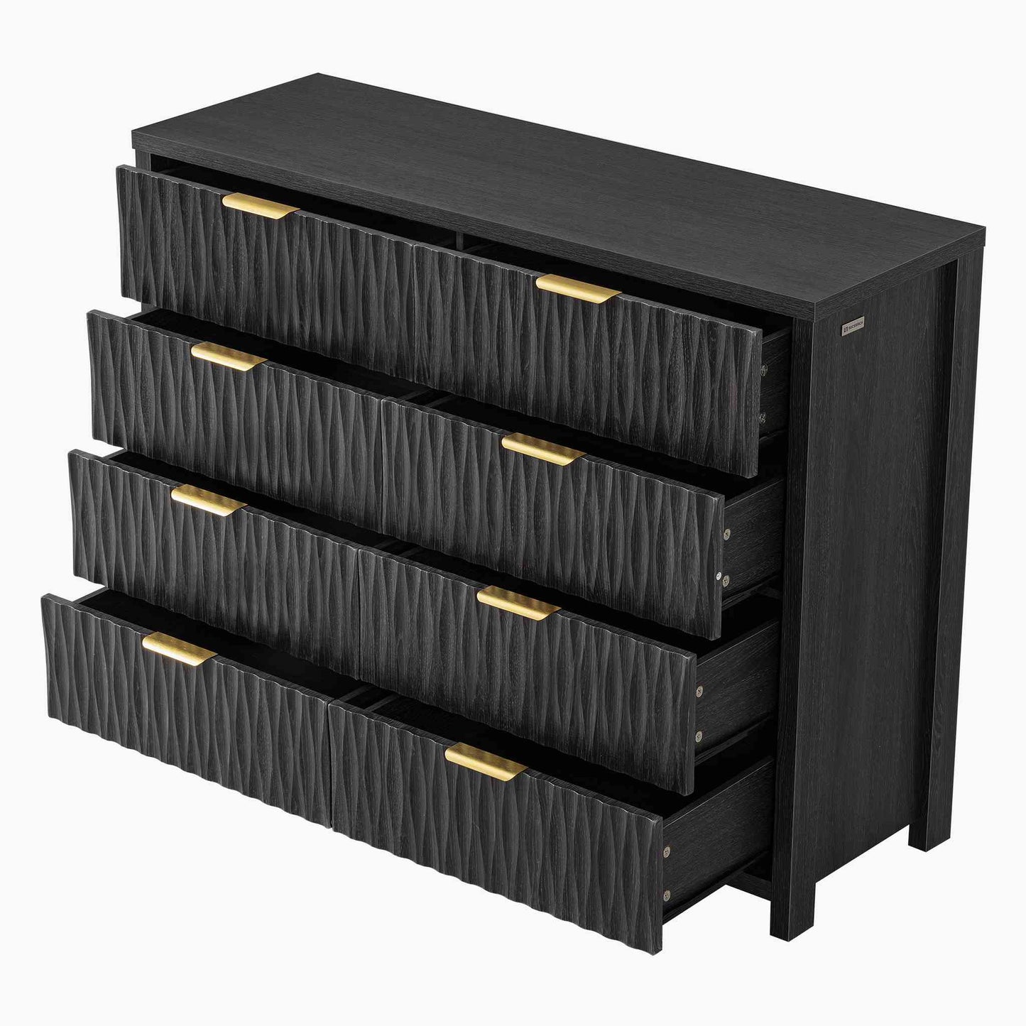 SUCSSRICH 46.9 Inch Dresser with 8 Drawers Wide Modern Chest of Drawers with Metal Handle Wood Dresser TV Stand Wood Storage Organizer for Bedroom Living Room