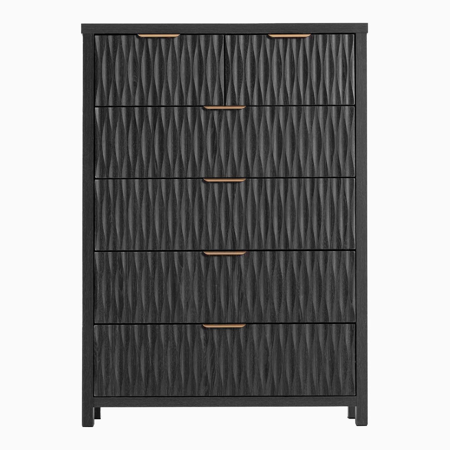 SUCSSRICH 43.7 Inch Dresser with 6 Drawers Tall Drawers for Bedroom Modern Chest of Wood Drawer Organizer for Living Room Hallway Entryway