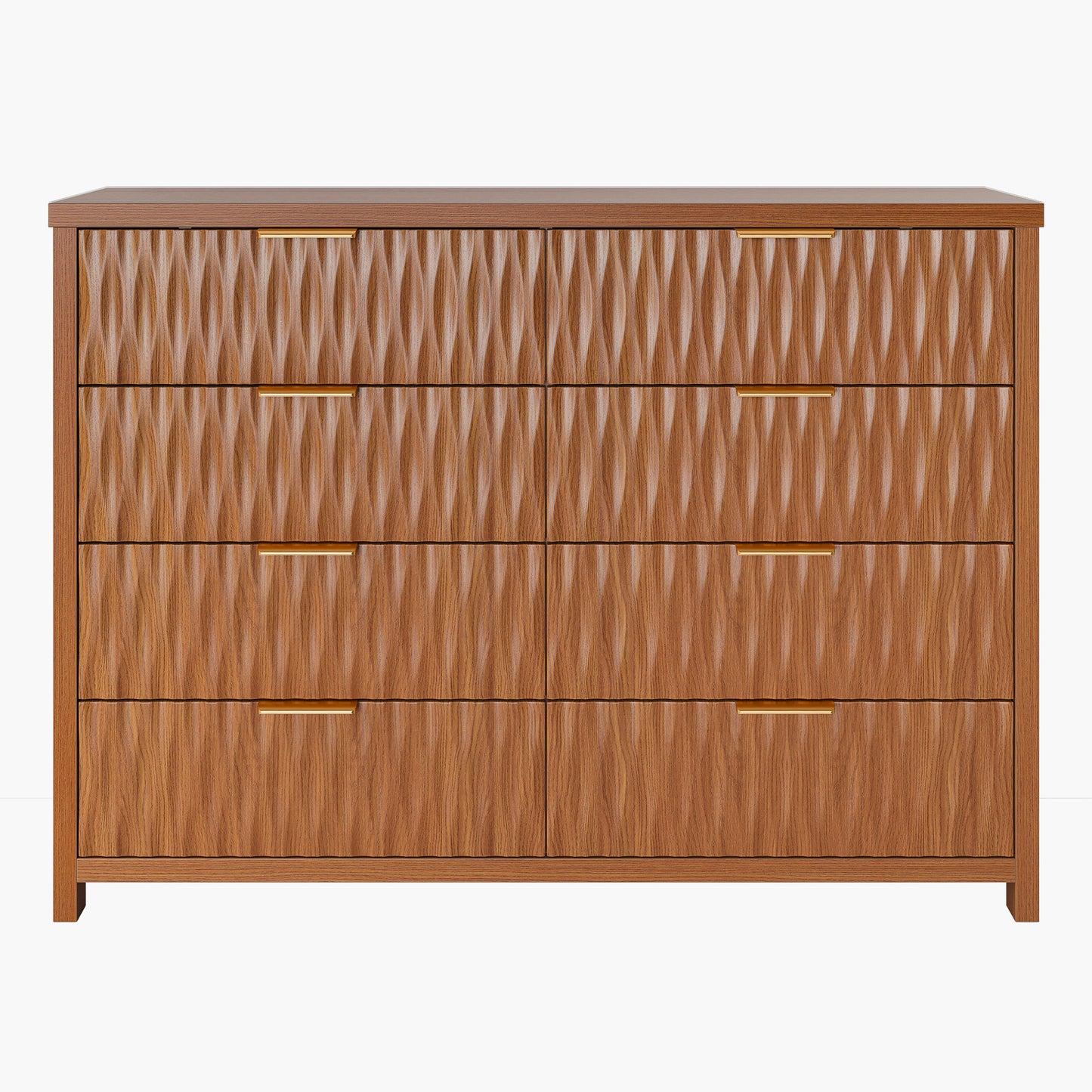 SUCSSRICH 46.9 Inch Dresser with 8 Drawers Wide Modern Chest of Drawers with Metal Handle Wood Dresser TV Stand Wood Storage Organizer for Bedroom Living Room