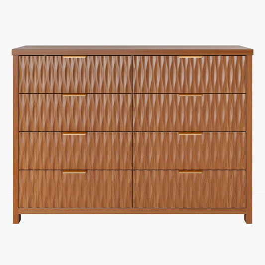 SUCSSRICH 46.9 Inch Dresser with 8 Drawers Wide Modern Chest of Drawers with Metal Handle Wood Dresser TV Stand Wood Storage Organizer for Bedroom Living Room