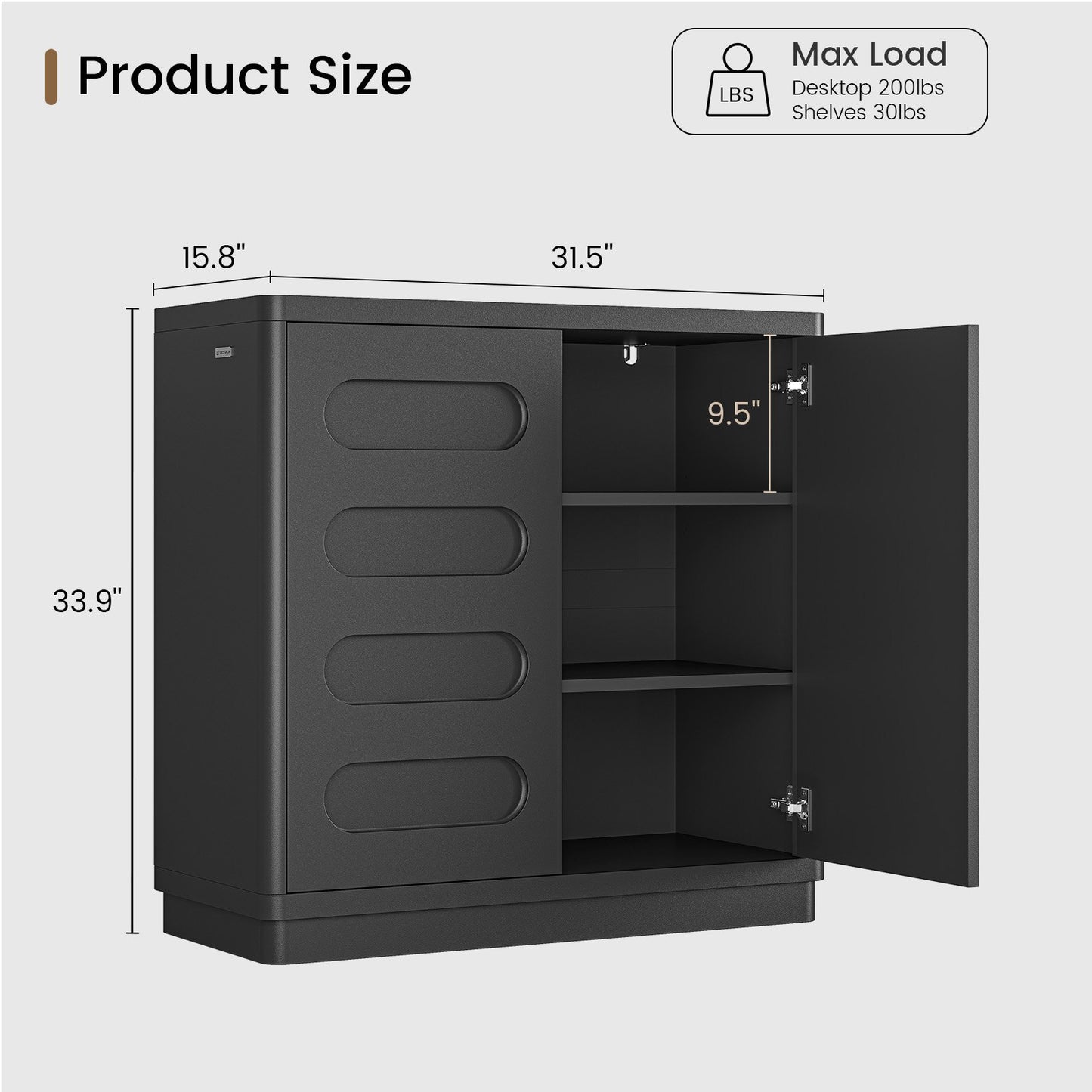 SUCSSRICH 31.5 Inch Sideboard Buffet Cabinet with Storage 2 Doors and Adjustable Shelves Curved Design Modern Coffee Bar Cabinet for Living Room Kitchen Hallway