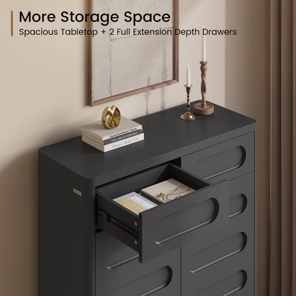 SUCSSRICH 45.3 Inch Shoe Storage Cabinet with 2 Drawers Tall Large Shoe Organizer Closet Storage with Doors and 4-Tier Shelves for Entryway Hallway