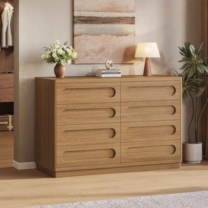 SUCSSRICH | 47.2 Inch Dresser for Bedroom with 8 Drawers Wide Dresser for Closet with Deep Drawer Large Wood TV Stand Modern Chest of Drawers