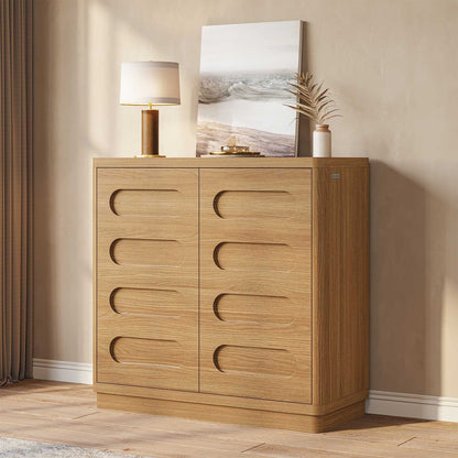 SUCSSRICH 31.5 Inch Sideboard Buffet Cabinet with Storage 2 Doors and Adjustable Shelves Curved Design Modern Coffee Bar Cabinet for Living Room Kitchen Hallway