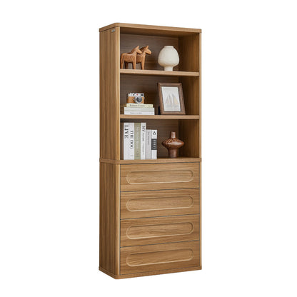 SUCSSRICH 72.1 Inch Bookcase with 4 Drawers Large Bookshelves Cabinet with 3 Storage Shelves for Living Room Bedroom Home Office