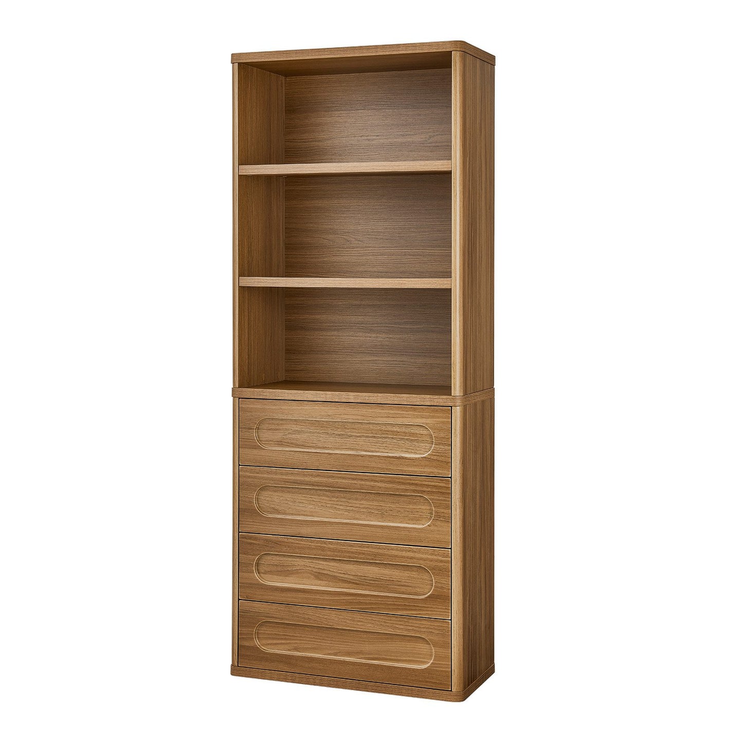 SUCSSRICH 72.1 Inch Bookcase with 4 Drawers Large Bookshelves Cabinet with 3 Storage Shelves for Living Room Bedroom Home Office