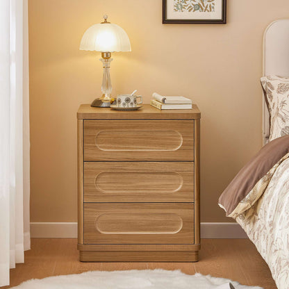 SUCSSRICH 21.7 Inch Nightstand with 3 Drawers Large Night Stand Bedside Tables for Bedroom Modern Storage Bedside Table for End Tables Sofa