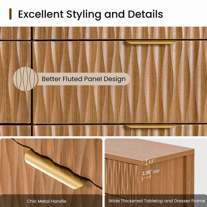 SUCSSRICH 46.9 Inch Dresser with 8 Drawers Wide Modern Chest of Drawers with Metal Handle Wood Dresser TV Stand Wood Storage Organizer for Bedroom Living Room