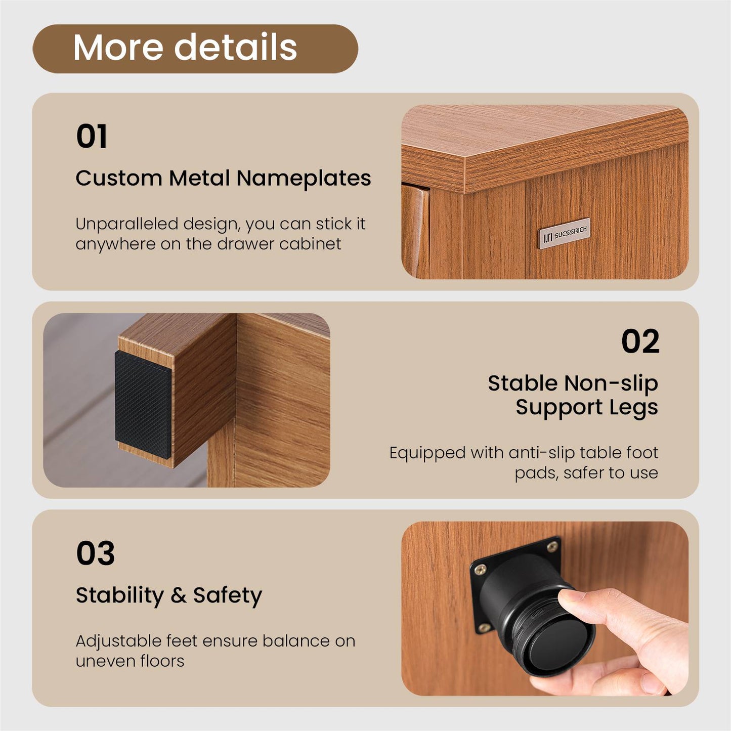 SUCSSRICH 46.9 Inch Dresser with 8 Drawers Wide Modern Chest of Drawers with Metal Handle Wood Dresser TV Stand Wood Storage Organizer for Bedroom Living Room