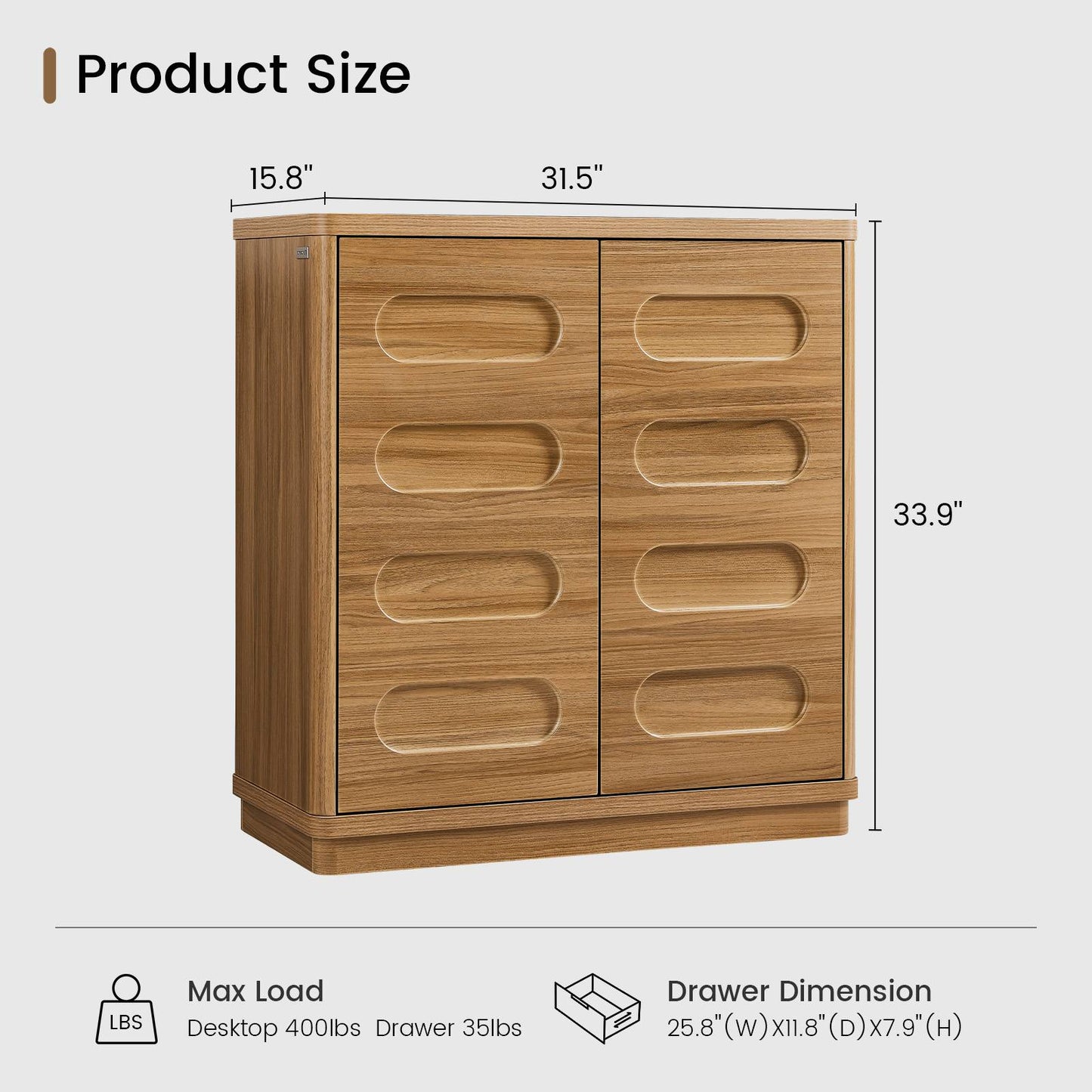 SUCSSRICH 31.5 Inch Sideboard Buffet Cabinet with Storage 2 Doors and Adjustable Shelves Curved Design Modern Coffee Bar Cabinet for Living Room Kitchen Hallway