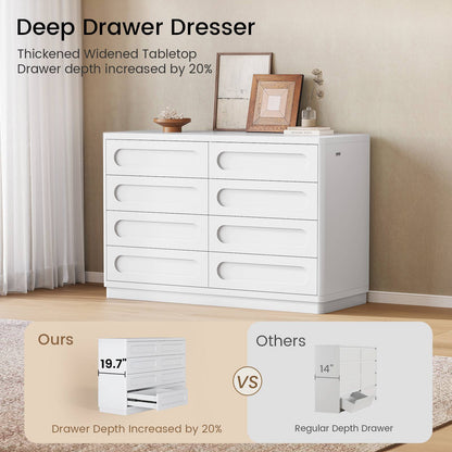 SUCSSRICH | 47.2 Inch Dresser for Bedroom with 8 Drawers Wide Dresser for Closet with Deep Drawer Large Wood TV Stand Modern Chest of Drawers