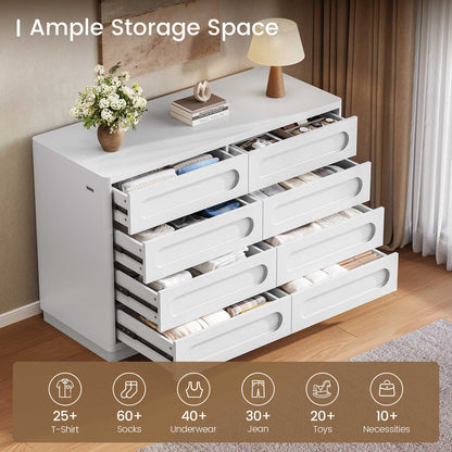 SUCSSRICH | 47.2 Inch Dresser for Bedroom with 8 Drawers Wide Dresser for Closet with Deep Drawer Large Wood TV Stand Modern Chest of Drawers