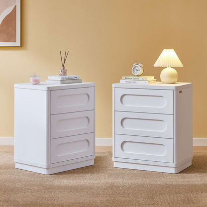 SUCSSRICH 21.7 Inch Nightstand with 3 Drawers Large Night Stand Bedside Tables for Bedroom Modern Storage Bedside Table for End Tables Sofa