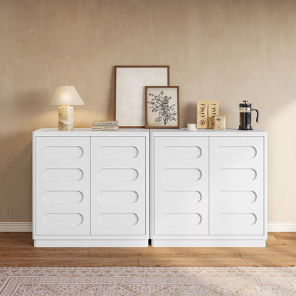 SUCSSRICH 31.5 Inch Sideboard Buffet Cabinet with Storage 2 Doors and Adjustable Shelves Curved Design Modern Coffee Bar Cabinet for Living Room Kitchen Hallway
