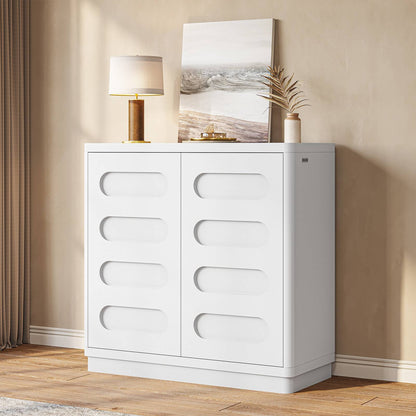 SUCSSRICH 31.5 Inch Sideboard Buffet Cabinet with Storage 2 Doors and Adjustable Shelves Curved Design Modern Coffee Bar Cabinet for Living Room Kitchen Hallway