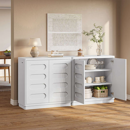 SUCSSRICH 31.5 Inch Sideboard Buffet Cabinet with Storage 2 Doors and Adjustable Shelves Curved Design Modern Coffee Bar Cabinet for Living Room Kitchen Hallway