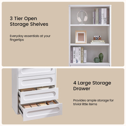 SUCSSRICH 72.1 Inch Bookcase with 4 Drawers Large Bookshelves Cabinet with 3 Storage Shelves for Living Room Bedroom Home Office