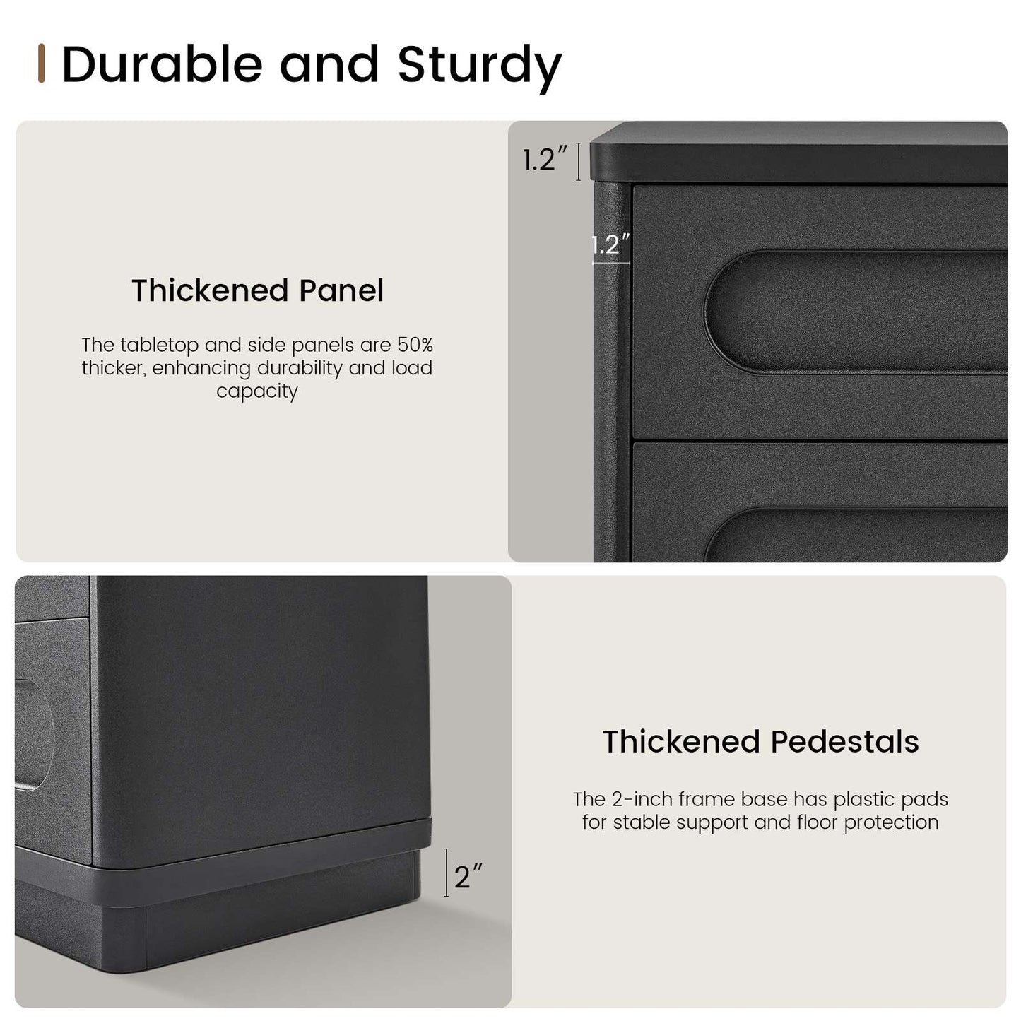 SUCSSRICH 21.7 Inch Nightstand with 3 Drawers Large Night Stand Bedside Tables for Bedroom Modern Storage Bedside Table for End Tables Sofa
