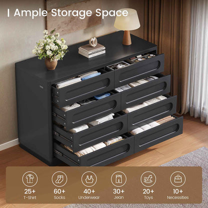 SUCSSRICH | 47.2 Inch Dresser for Bedroom with 8 Drawers Wide Dresser for Closet with Deep Drawer Large Wood TV Stand Modern Chest of Drawers