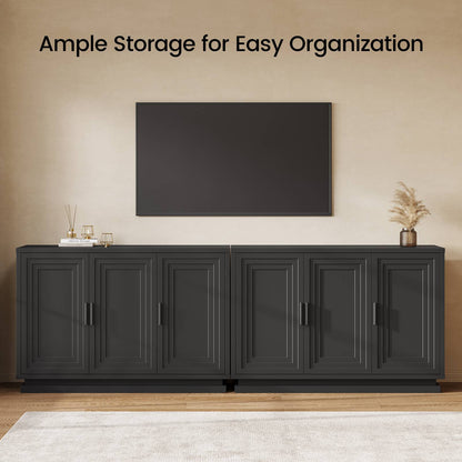 SUCSSRICH 46.3 Inch Buffet Cabinet with Storage Sideboard Buffet Kitchen Cabinet with 3 Doors and 3 Shelves Wood Coffee Bar Table