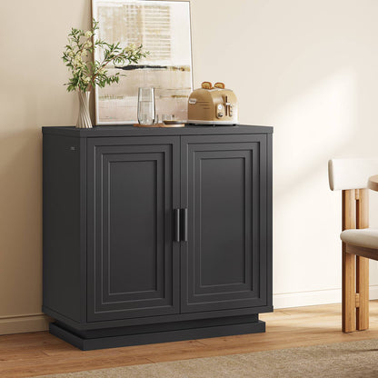 SUCSSRICH 31.5 Inch Buffet Cabinet with Storage Sideboard Buffet Kitchen Cabinet with 2 Doors and 3 Shelves Wood Coffee Bar Table