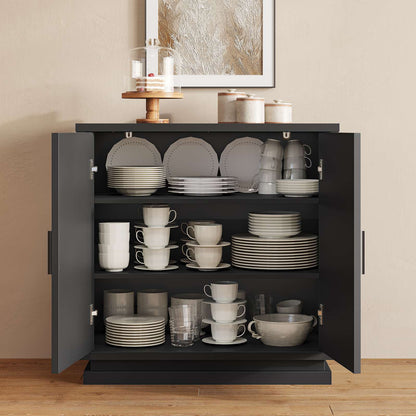 SUCSSRICH 31.5 Inch Buffet Cabinet with Storage Sideboard Buffet Kitchen Cabinet with 2 Doors and 3 Shelves Wood Coffee Bar Table