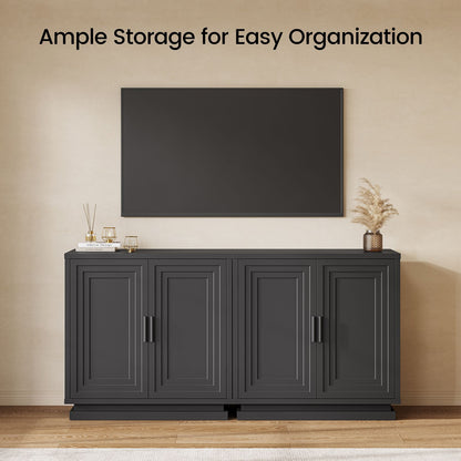 SUCSSRICH 31.5 Inch Buffet Cabinet with Storage Sideboard Buffet Kitchen Cabinet with 2 Doors and 3 Shelves Wood Coffee Bar Table