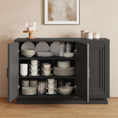 SUCSSRICH 46.3 Inch Buffet Cabinet with Storage Sideboard Buffet Kitchen Cabinet with 3 Doors and 3 Shelves Wood Coffee Bar Table