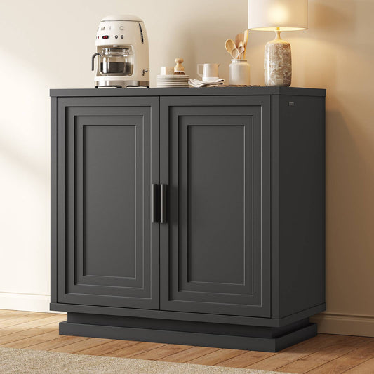 SUCSSRICH 31.5 Inch Buffet Cabinet with Storage Sideboard Buffet Kitchen Cabinet with 2 Doors and 3 Shelves Wood Coffee Bar Table