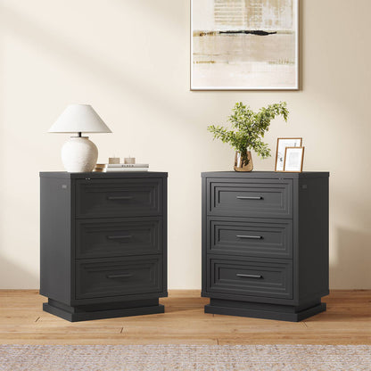SUCSSRICH 20 Inch Nightstand with 3 Drawers Bedside Table for Bedroom with Metal Handle Wood Modern End Tables