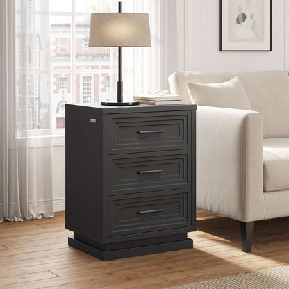 SUCSSRICH 20 Inch Nightstand with 3 Drawers Bedside Table for Bedroom with Metal Handle Wood Modern End Tables