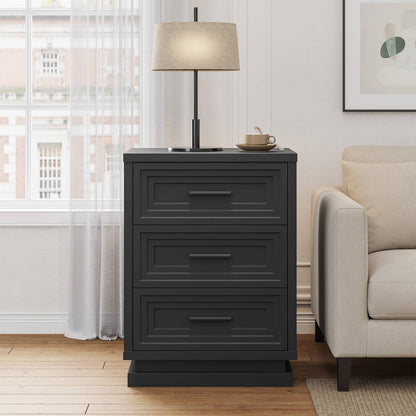 SUCSSRICH 20 Inch Nightstand with 3 Drawers Bedside Table for Bedroom with Metal Handle Wood Modern End Tables