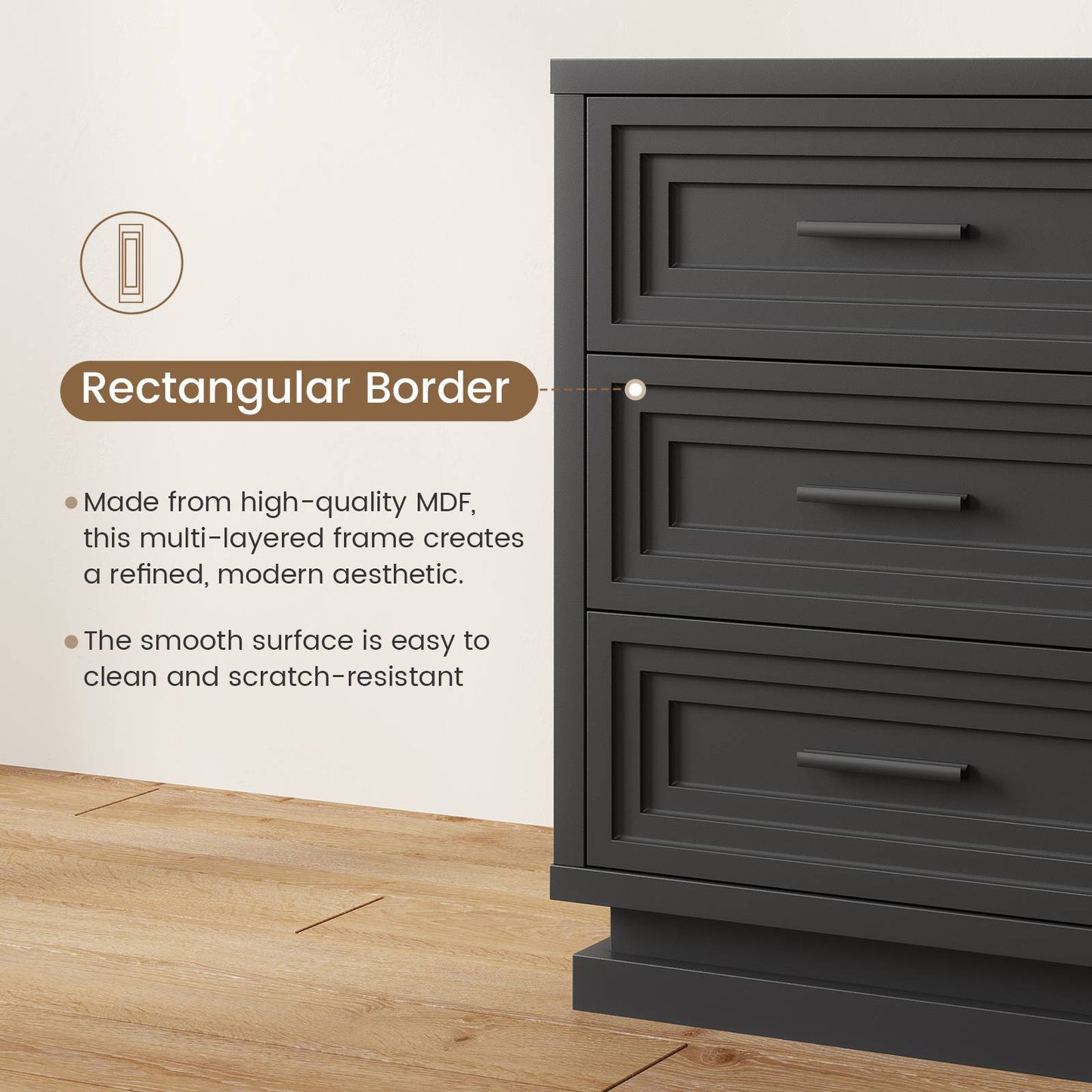 SUCSSRICH 20 Inch Nightstand with 3 Drawers Bedside Table for Bedroom with Metal Handle Wood Modern End Tables