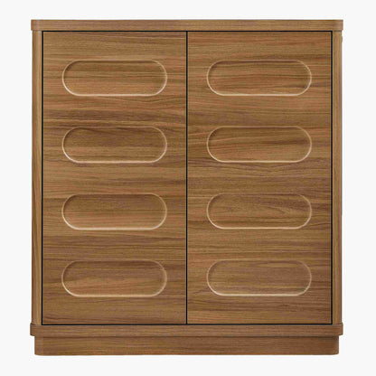 SUCSSRICH 31.5 Inch Sideboard Buffet Cabinet with Storage 2 Doors and Adjustable Shelves Curved Design Modern Coffee Bar Cabinet for Living Room Kitchen Hallway