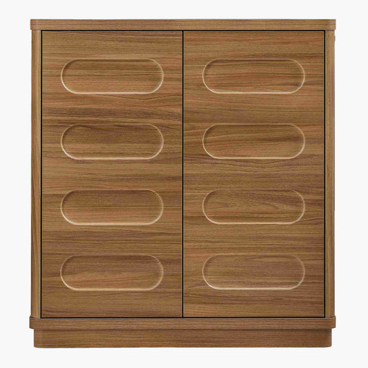 SUCSSRICH 31.5 Inch Sideboard Buffet Cabinet with Storage 2 Doors and Adjustable Shelves Curved Design Modern Coffee Bar Cabinet for Living Room Kitchen Hallway