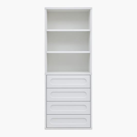 SUCSSRICH 72.1 Inch Bookcase with 4 Drawers Large Bookshelves Cabinet with 3 Storage Shelves for Living Room Bedroom Home Office White