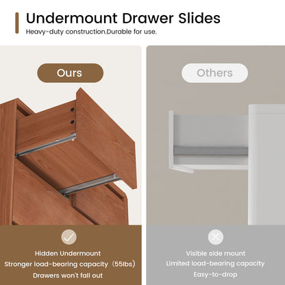 SUCSSRICH 29.5 Inch Solid Wood Dresser with 6 Drawer Natural Solid Wood Tall Dresser for Living Room Bedroom