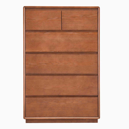 SUCSSRICH 29.5 Inch Solid Wood Dresser with 6 Drawer Natural Solid Wood Tall Dresser for Living Room Bedroom