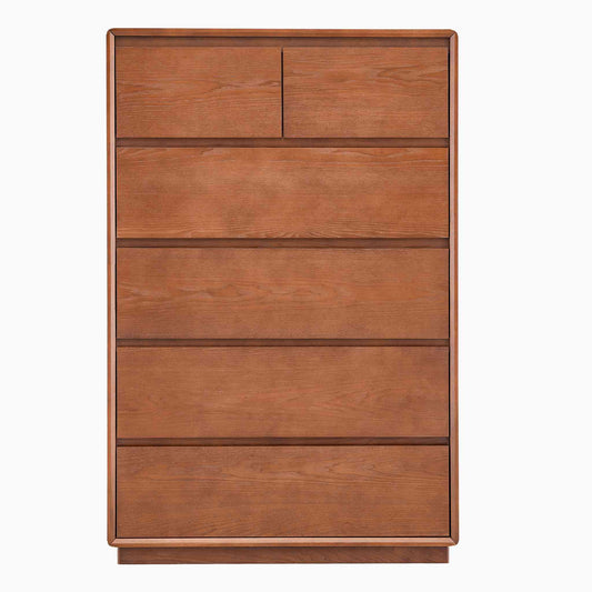 SUCSSRICH 29.5 Inch Solid Wood Dresser with 6 Drawer Natural Solid Wood Tall Dresser for Living Room Bedroom